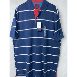 Gazman Gaz Man Australia Short Sleeve Blue stripe Polo Shirt Men's Size XL